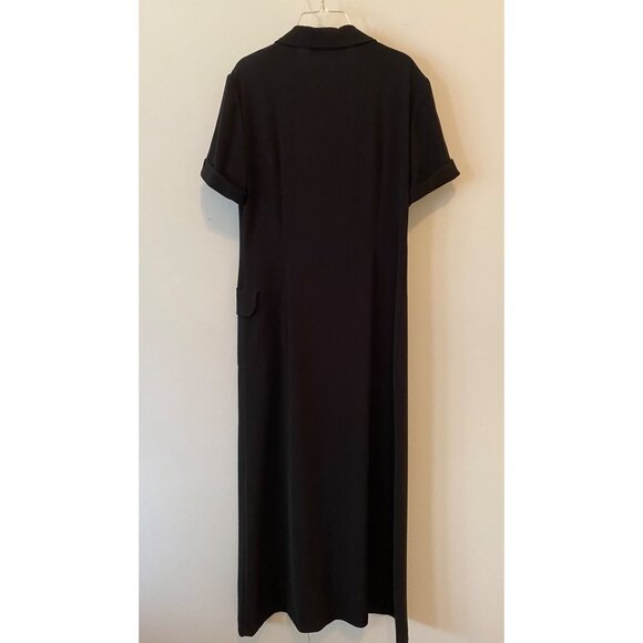 Donna Ricco Black Button-Front Dress Short Sleeve Collared Size 6 - Picture 2 of 11